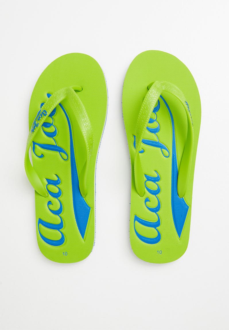 Mens aca joe printed slip slops - lime Aca Joe Sandals & Flip Flops ...