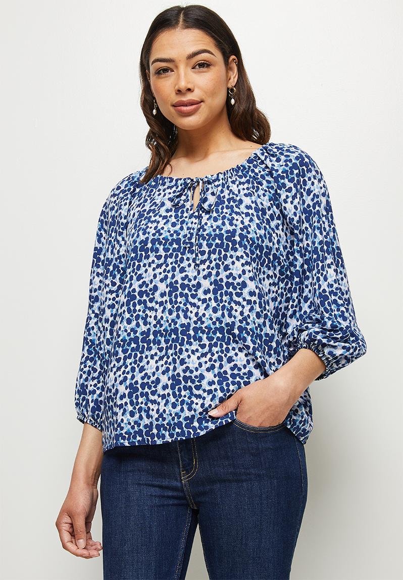 Bellow sleeve peasant blouse - blue watercolour animal edit Blouses ...