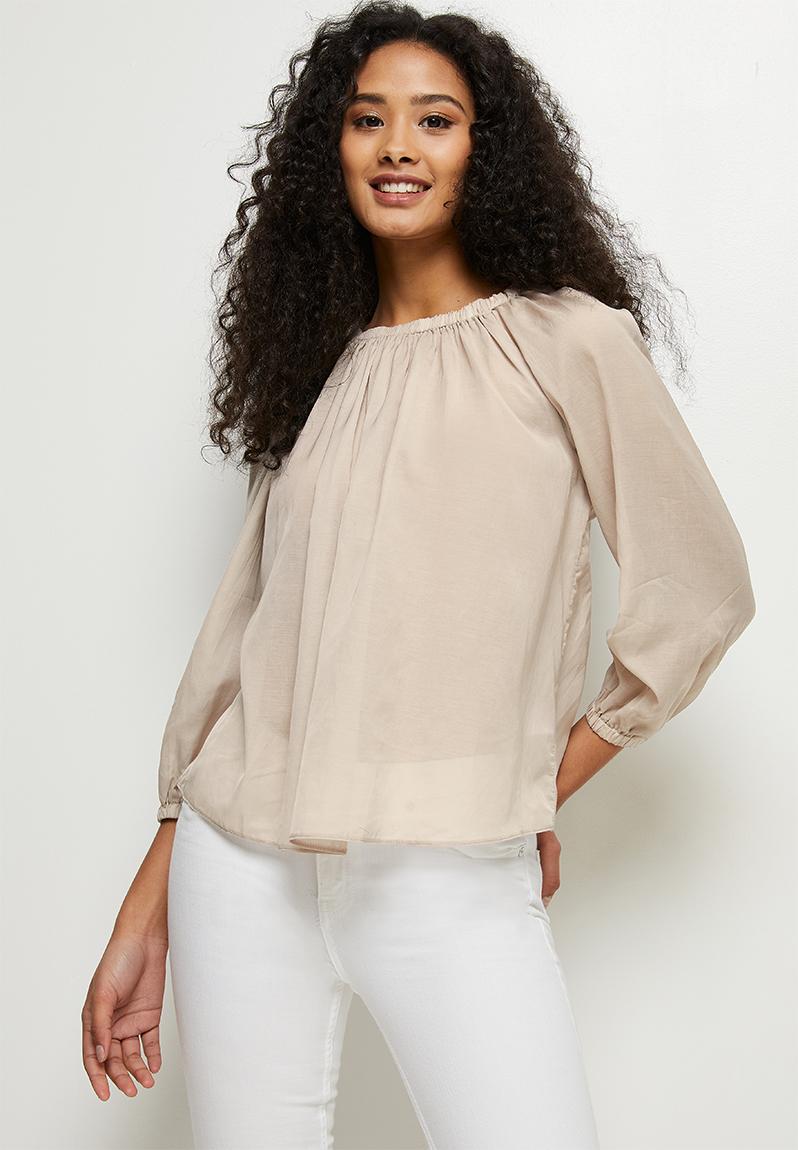 Raglan sleeve sheer volume blouse - beige MILLA Blouses | Superbalist.com