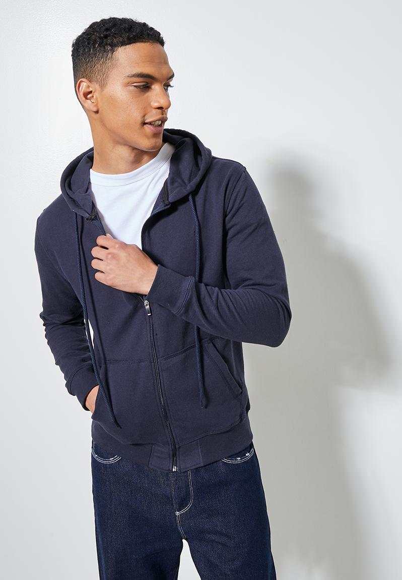 Basic hoodie zip-through - navy Superbalist Hoodies & Sweats ...