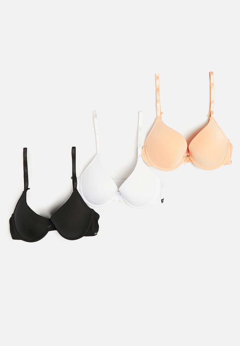 3 pack t/shirt bra - oyster/black/white KANGOL Bras | Superbalist.com