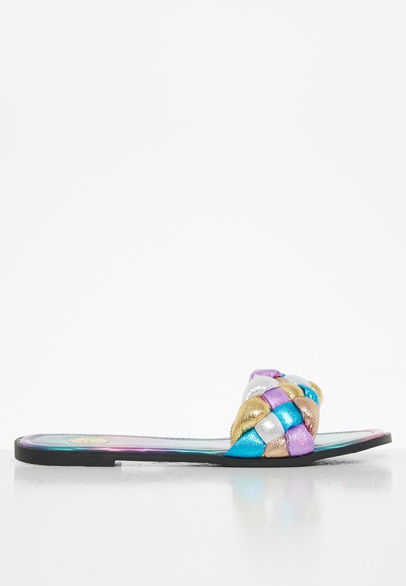 Brisk chunky plaited slide - pink multi Footwork Sandals & Flip Flops ...