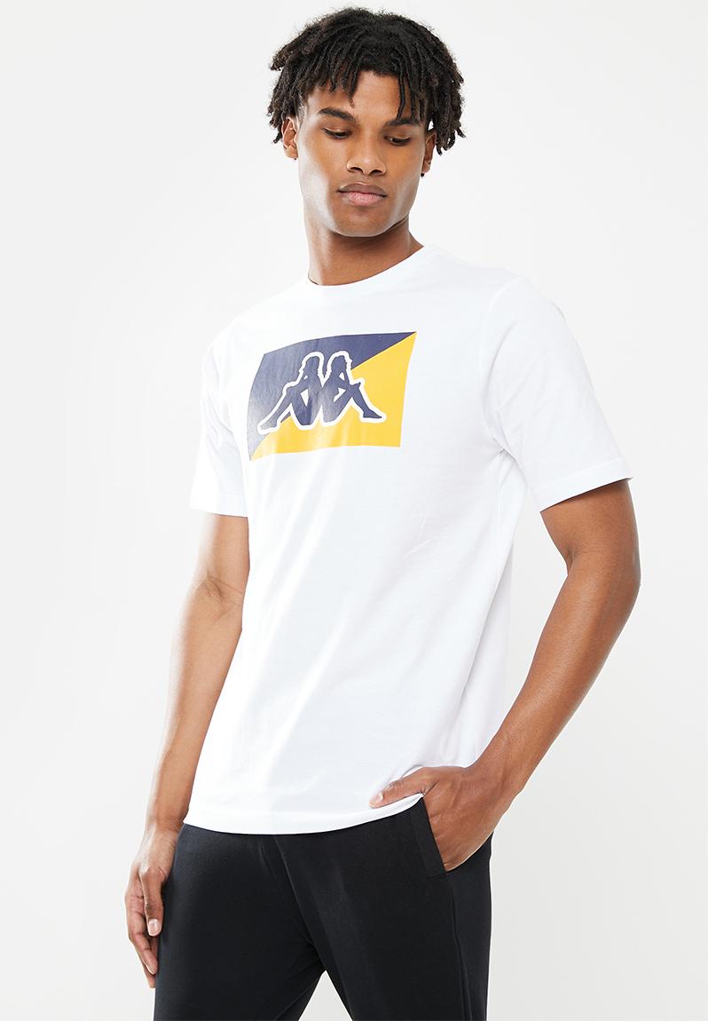 Logo zobi t-shirt - white/blue marine/yellow KAPPA T-Shirts ...