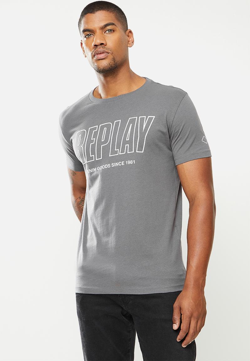 Bold print tee - grey Replay T-Shirts & Vests | Superbalist.com