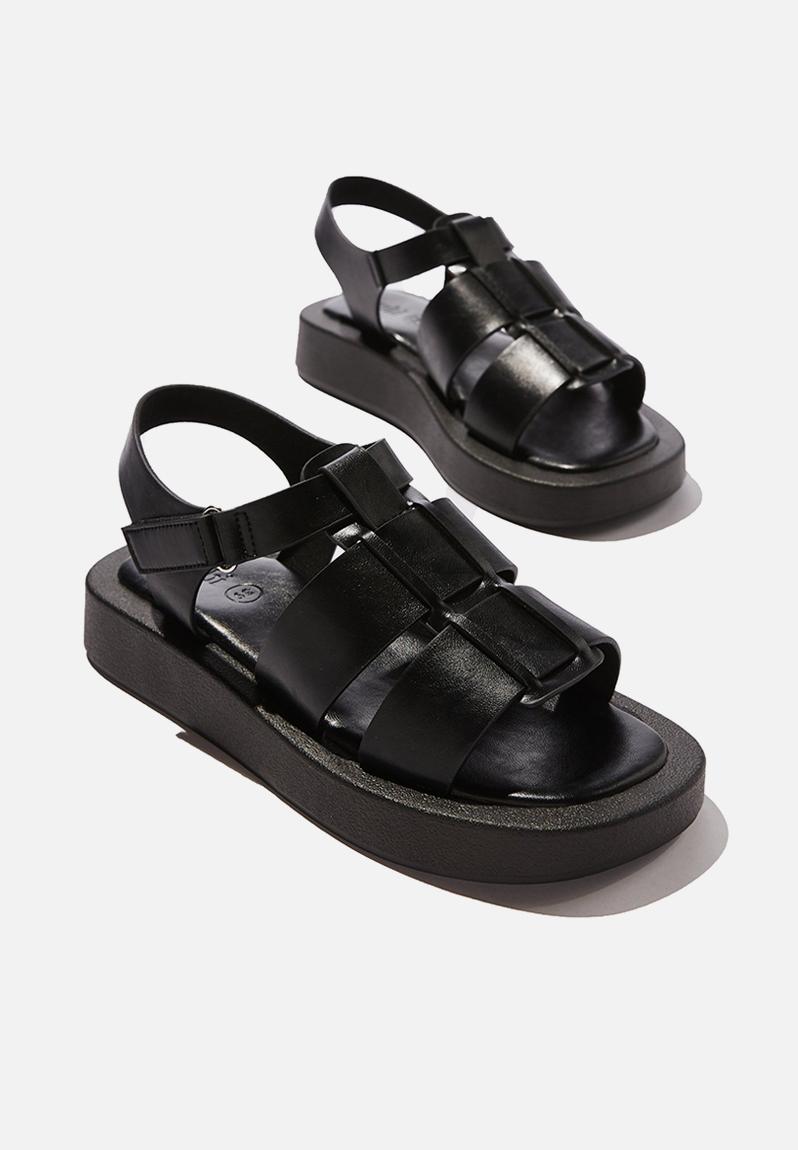 Sadie fisherman flatform - black smooth pu Cotton On Sandals & Flip ...