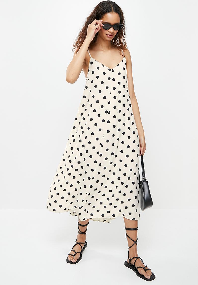 Nora new singlet calf dress - birch black dots Vero Moda Casual ...