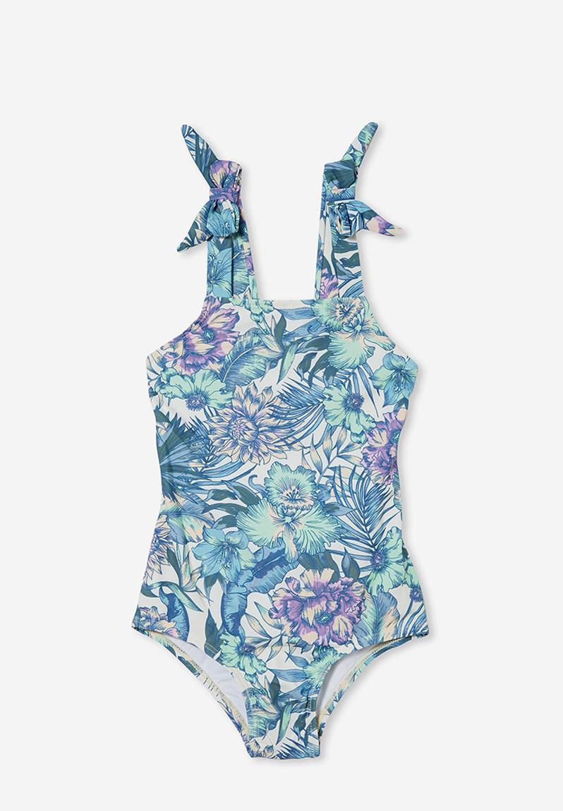 Rae tie one piece - dark vanilla/tropical forest Cotton On Swimwear ...