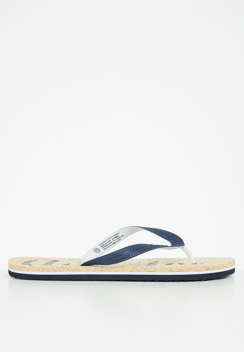 Print slip-slops - cork/navy