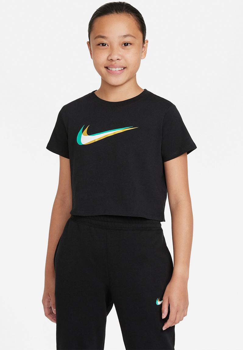 G nsw ss crop tee - black/metallic gold 