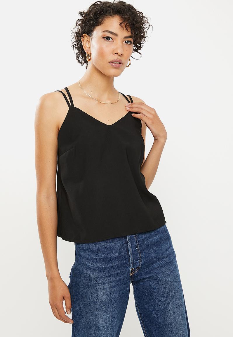 Spaghetti strap cami with bust support - black Me&B T-Shirts, Vests ...