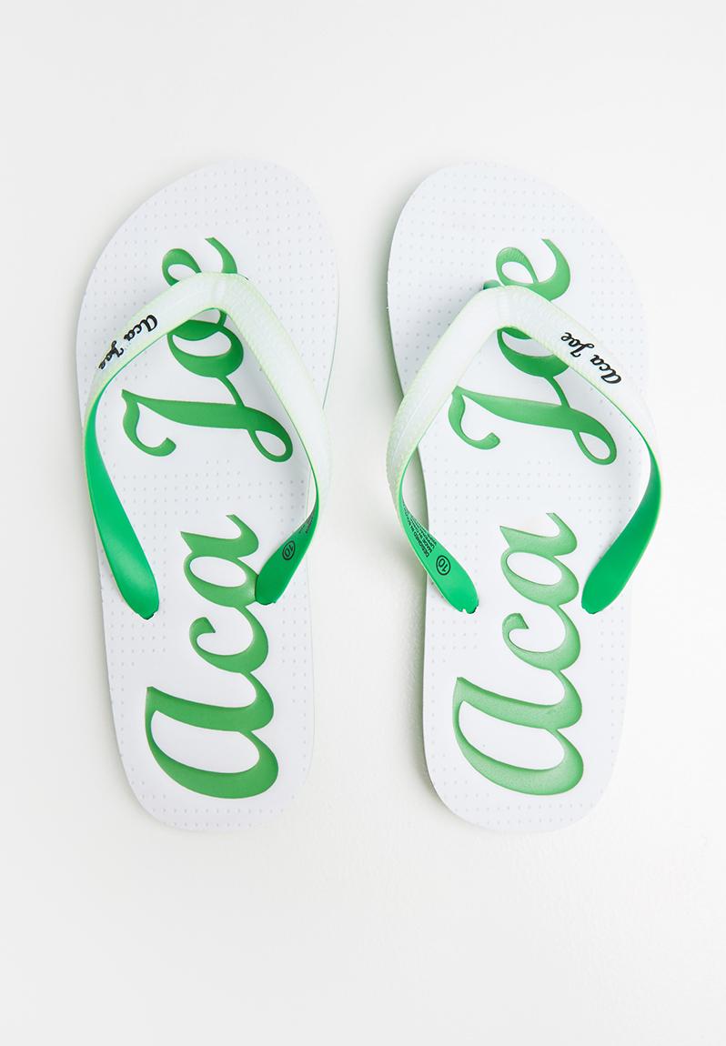 Mens slops - white/green Aca Joe Sandals & Flip Flops | Superbalist.com