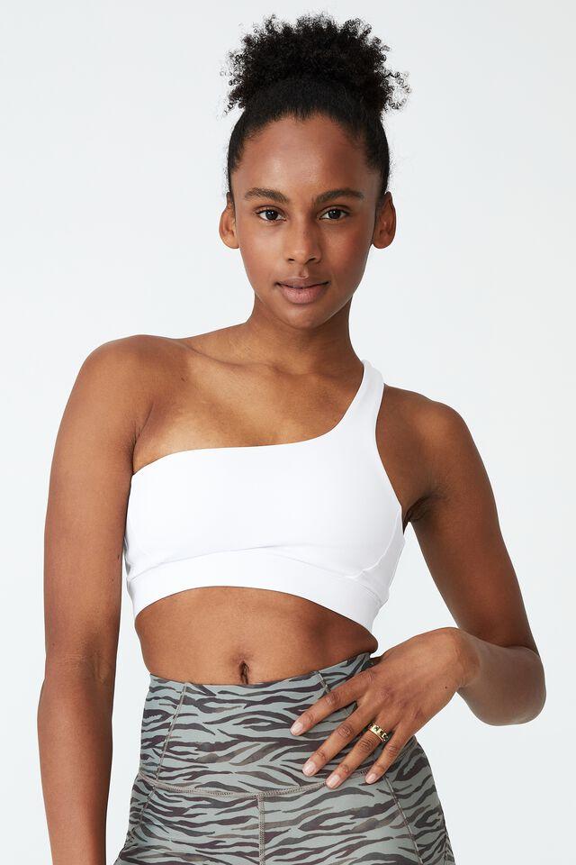 Smoothing One Shoulder Crop White Cotton On Sports Bras 