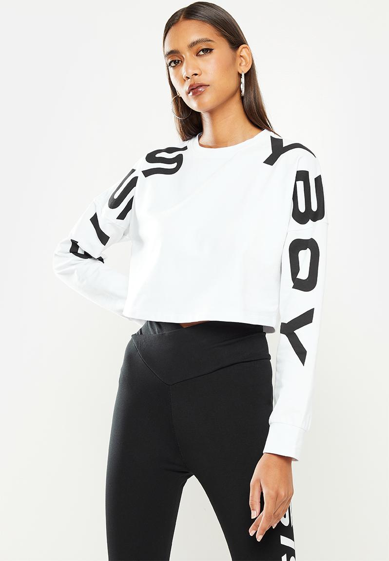 Sissyboy sport cropped sporty logo sweater with crew neck - white SISSY ...