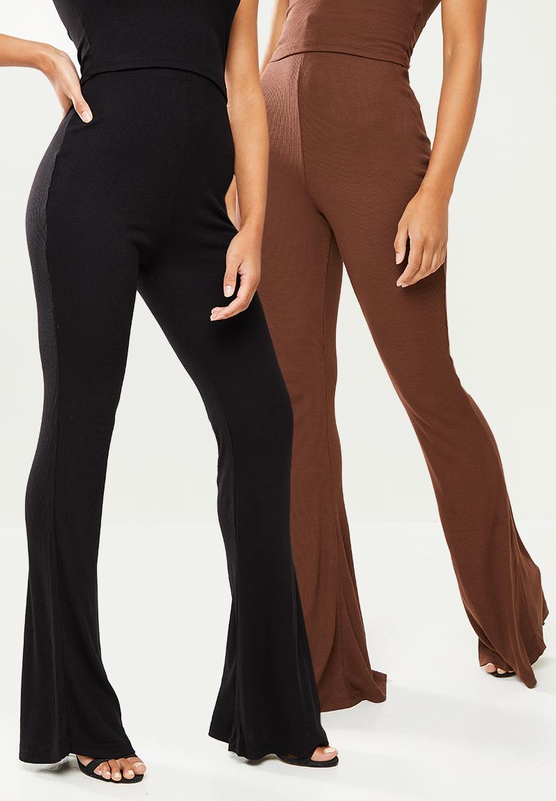 Petite 2 pack rib flare 2 pack - multi1 Missguided Bottoms & Skirts ...