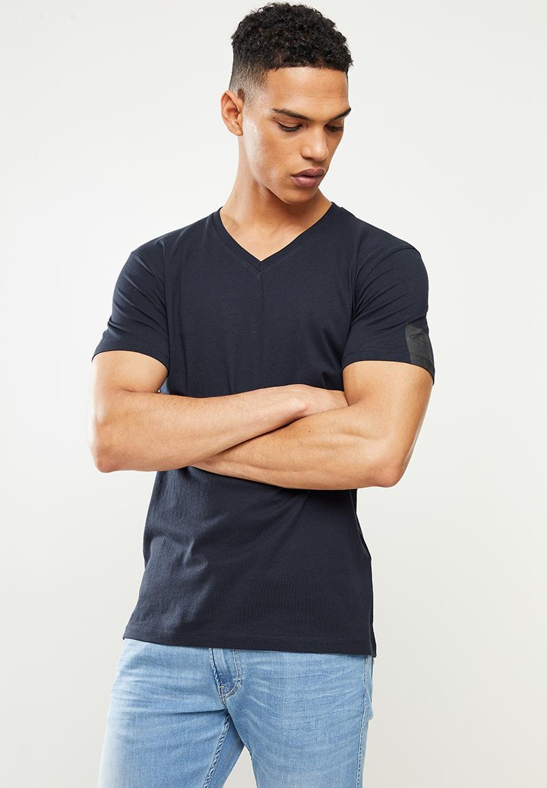 Left arm patch v neck tee - navy Replay T-Shirts & Vests | Superbalist.com