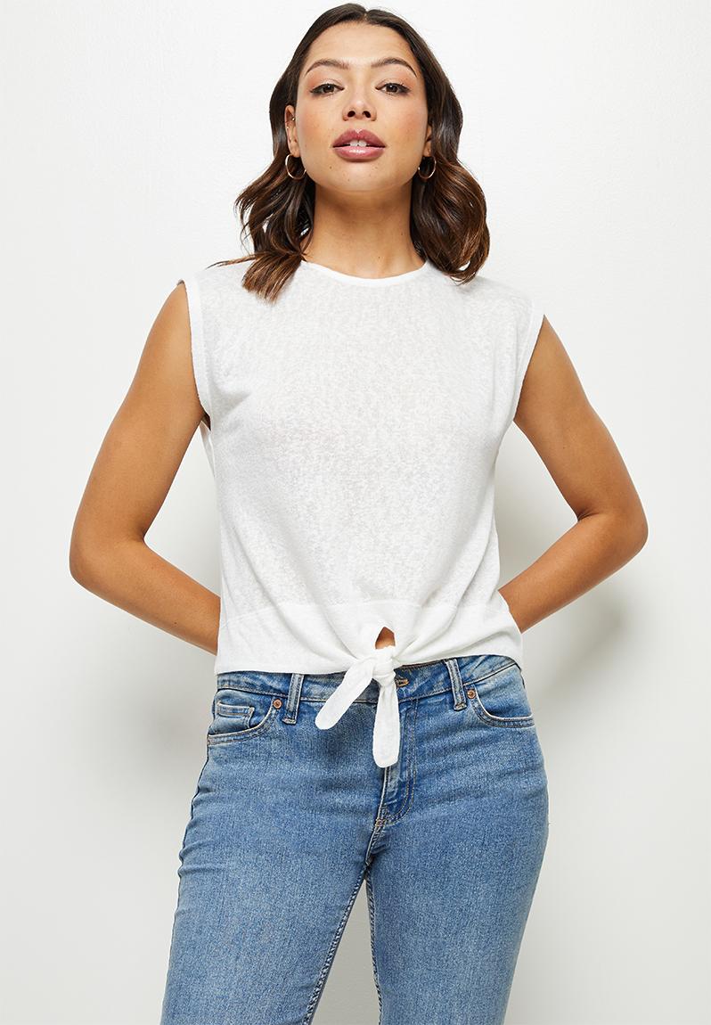 Sleeveless tie front vest - milk edit T-Shirts, Vests & Camis ...
