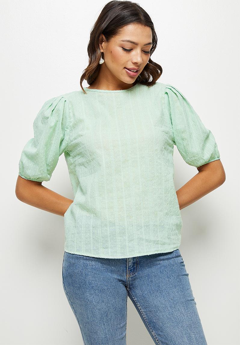 Dobby puff sleeve blouse - dusty aqua edit Blouses | Superbalist.com