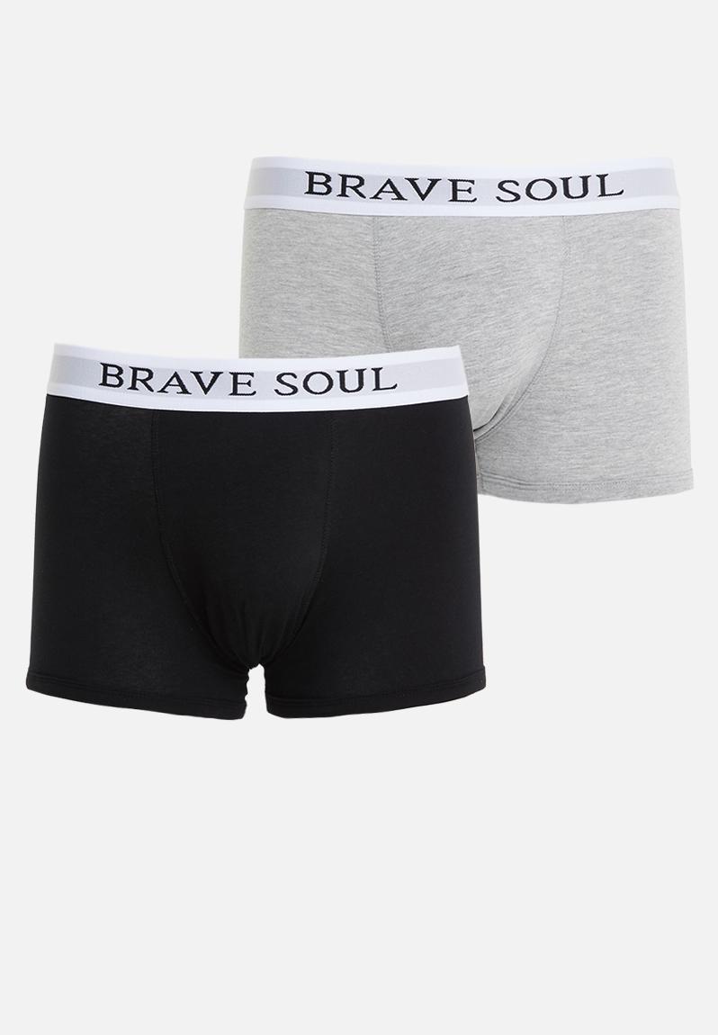 Ali 2 pack boxer briefs - black/white/grey Brave Soul Underwear ...