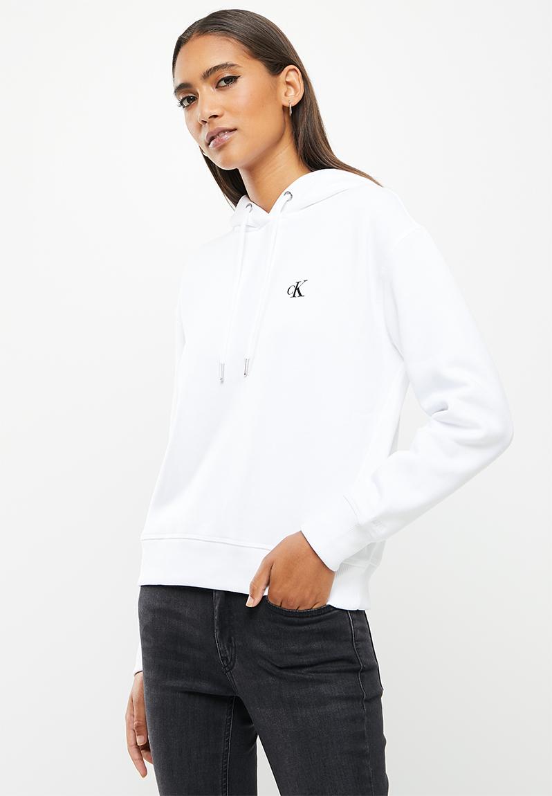 Ck embroidery hoodie - bright white CALVIN KLEIN Hoodies & Sweats ...