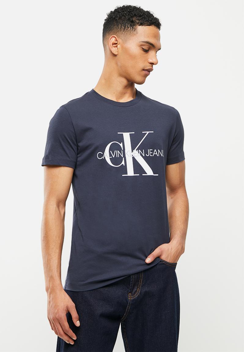 Iconic monogram short sleeve slim tee - night sky CALVIN KLEIN T-Shirts ...