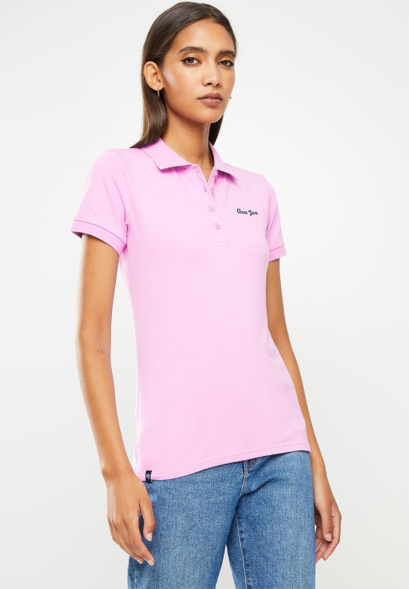 Ladies aca joe high square small logo golfer - lilac Aca Joe T-Shirts ...