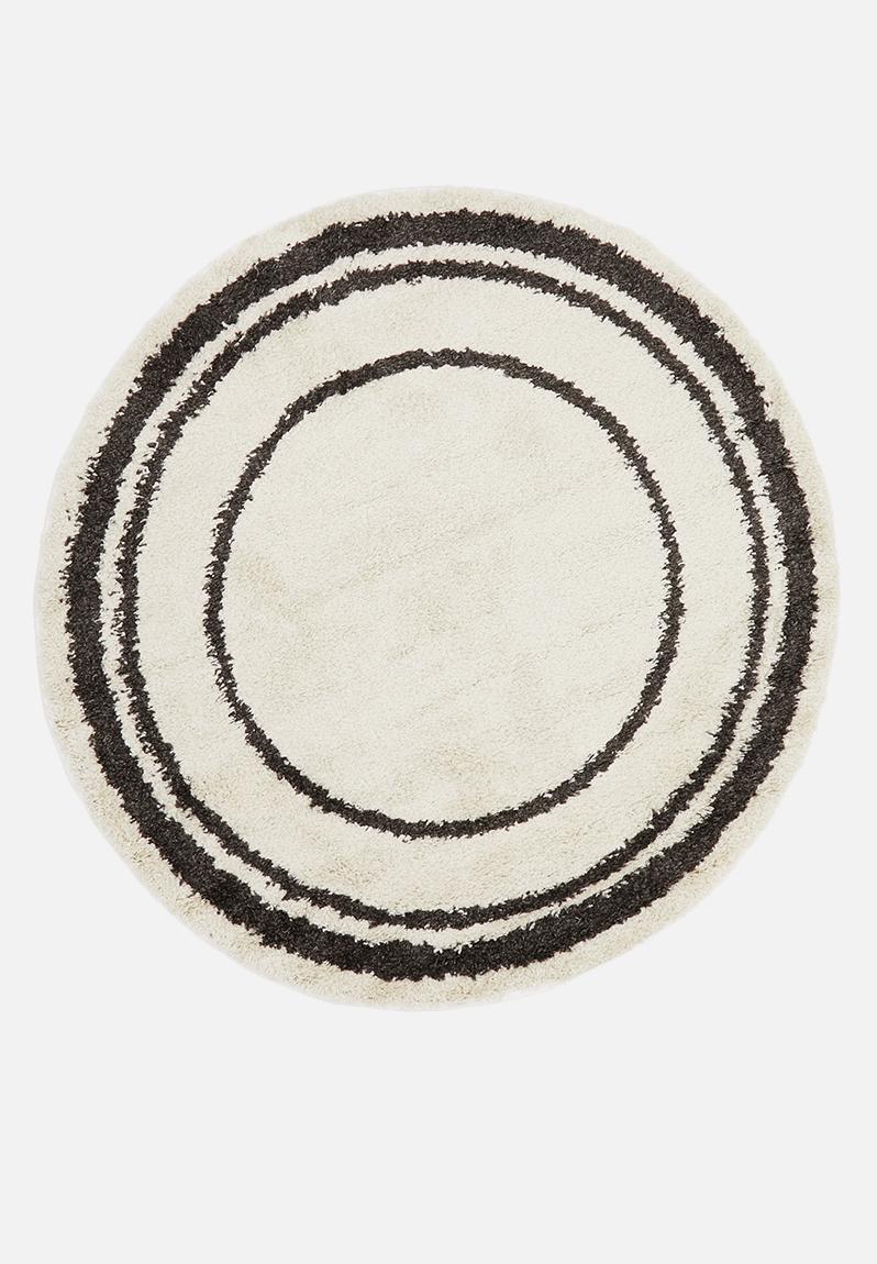 Gipsy shaggy round rug - black circles Fotakis Rugs & Mats ...