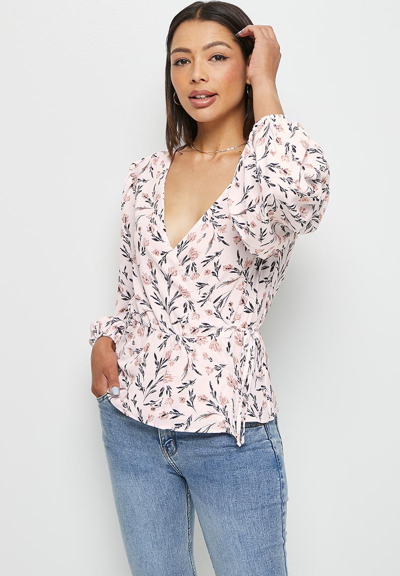 Balloon sleeve wrap blouse - ditsy floral edit Blouses | Superbalist.com