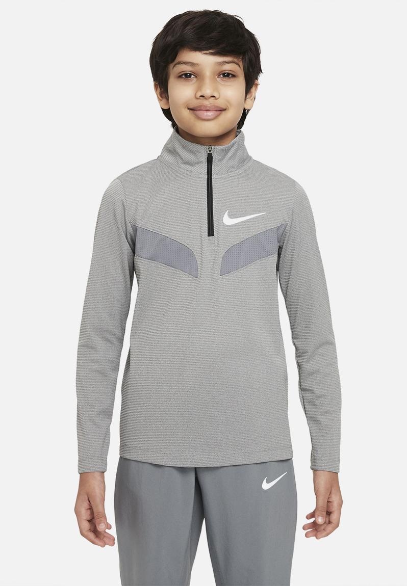 B nk df sport poly 1/4 zip top - carbon heather/white Nike Tops ...