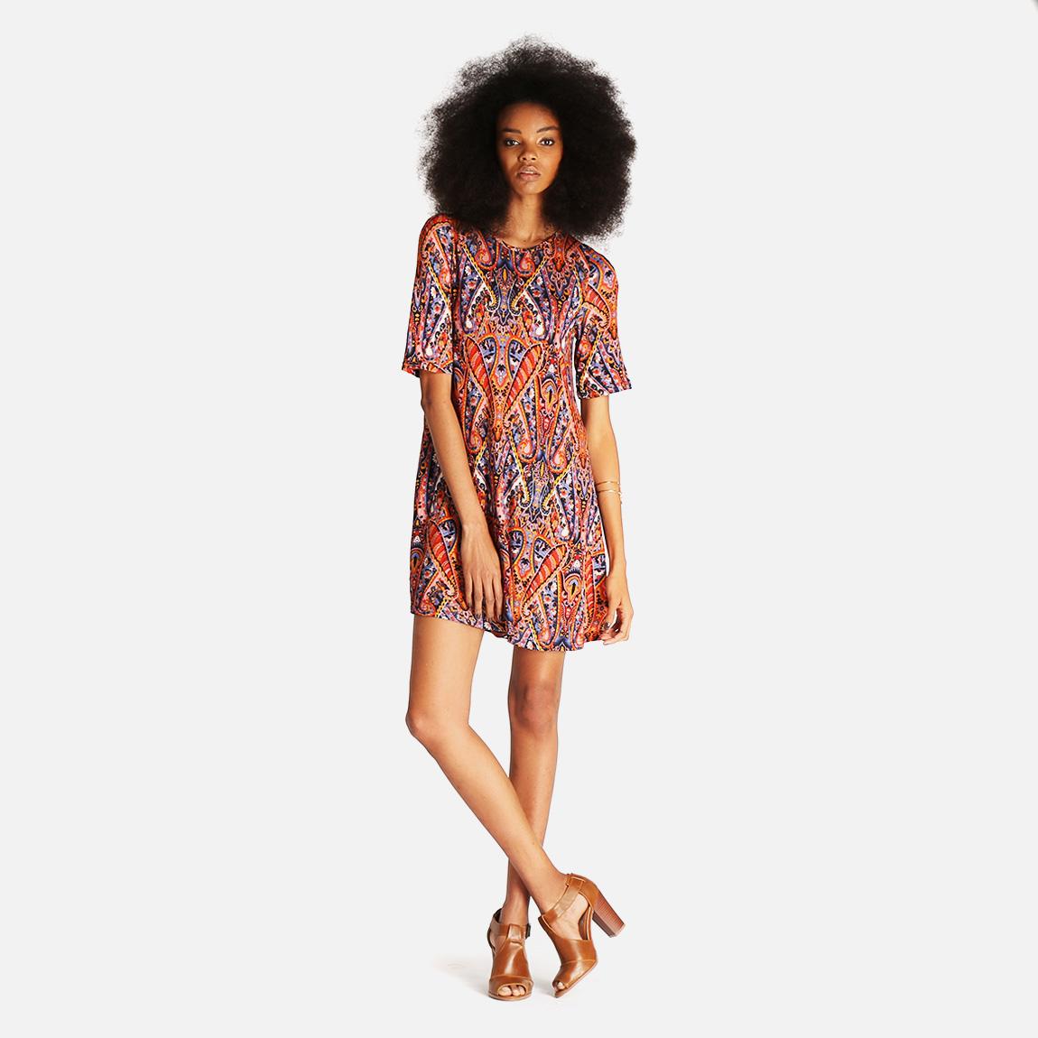 Global Desi Rust Butti-Print Viscose Dress main image 0