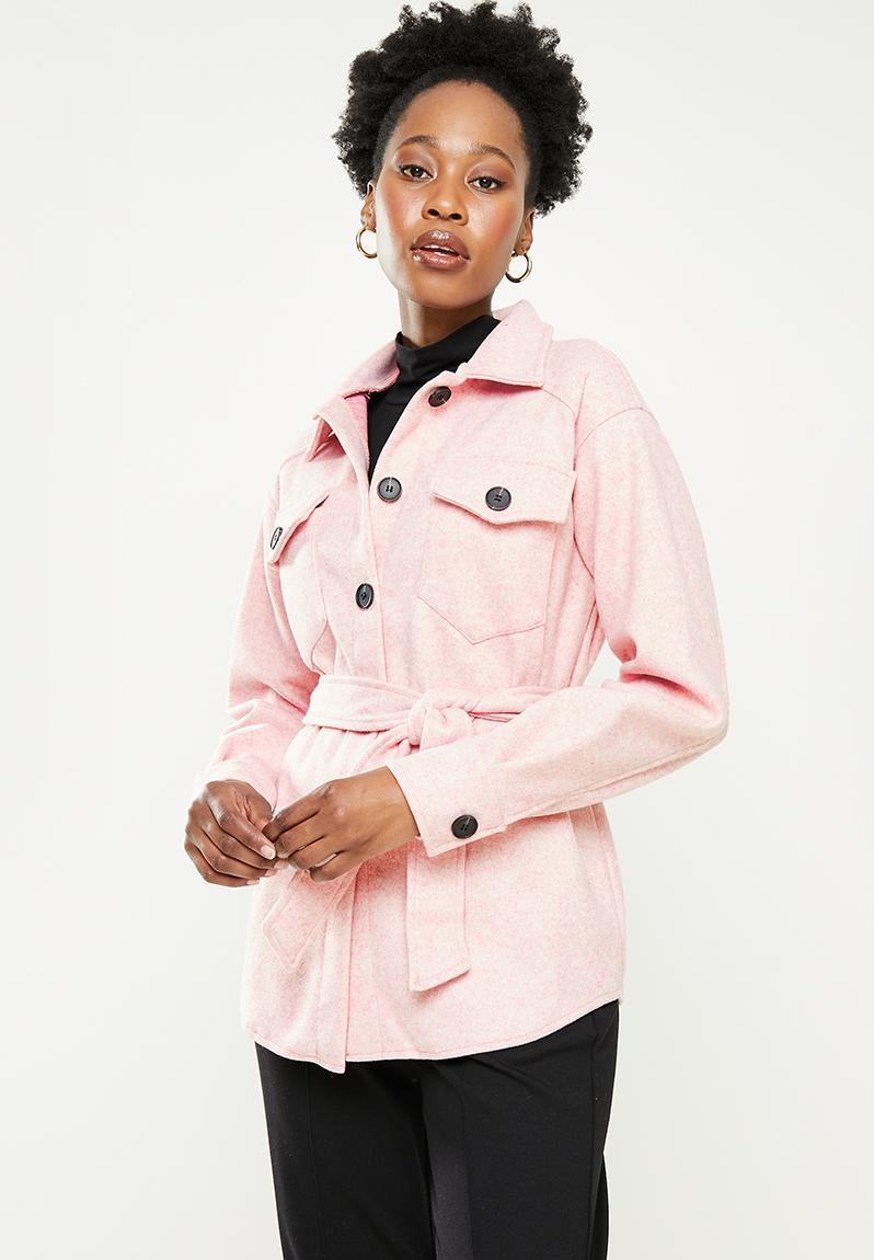 Belted shacket - dusty pink melange dailyfriday Jackets | Superbalist.com