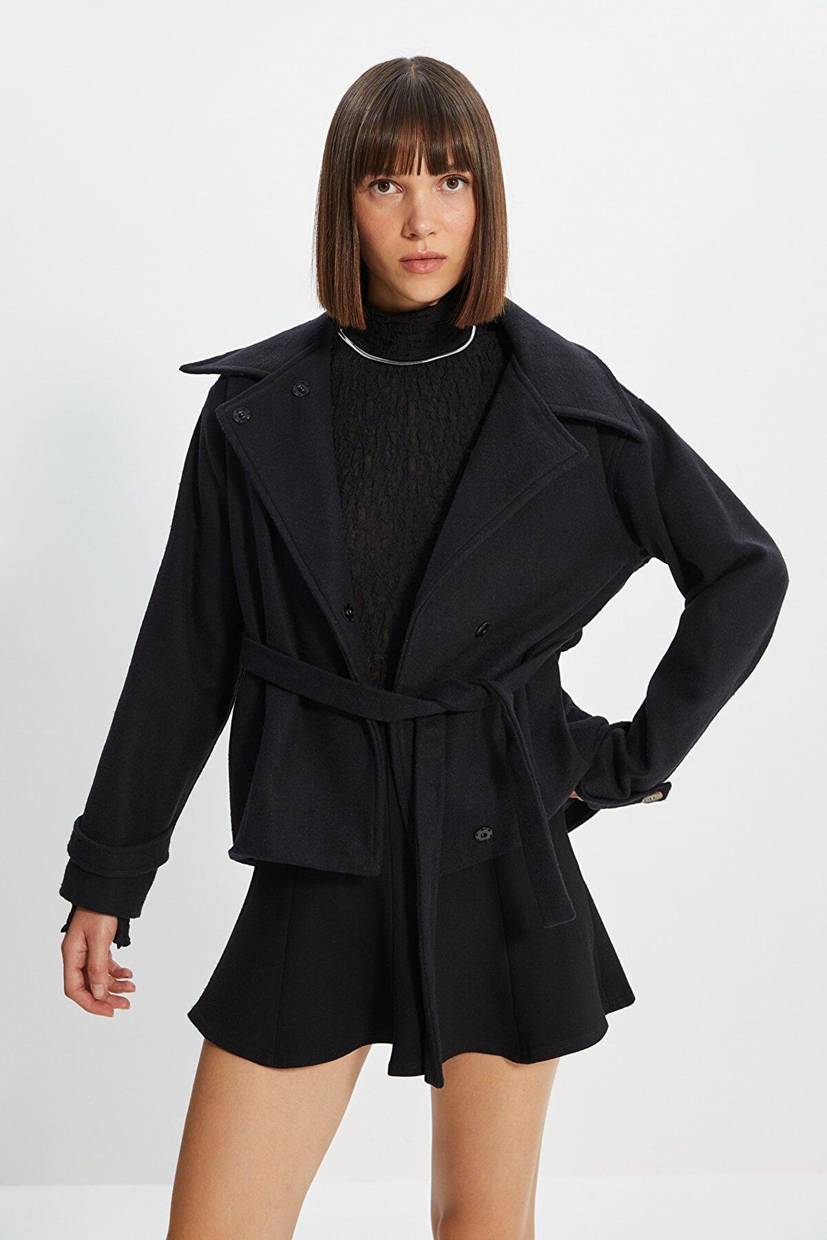 Belted wool cachet coat - black1 Trendyol Coats | Superbalist.com
