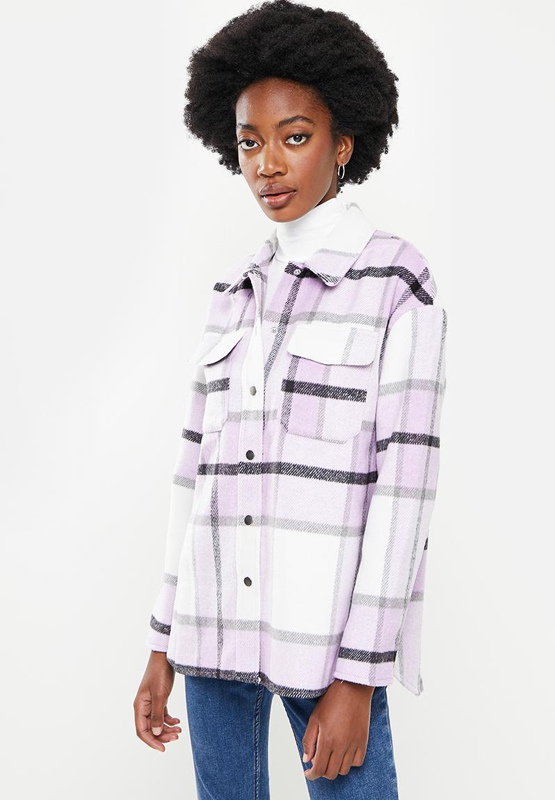 Maci long sleeve check shacket - checks lavender frost ONLY Jackets ...