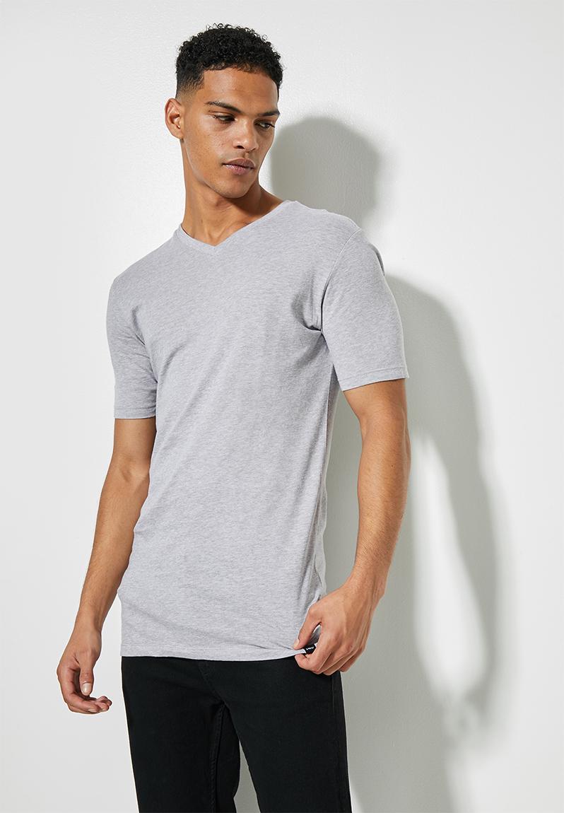 Plain vee neck tee - grey melange Superbalist T-Shirts & Vests ...