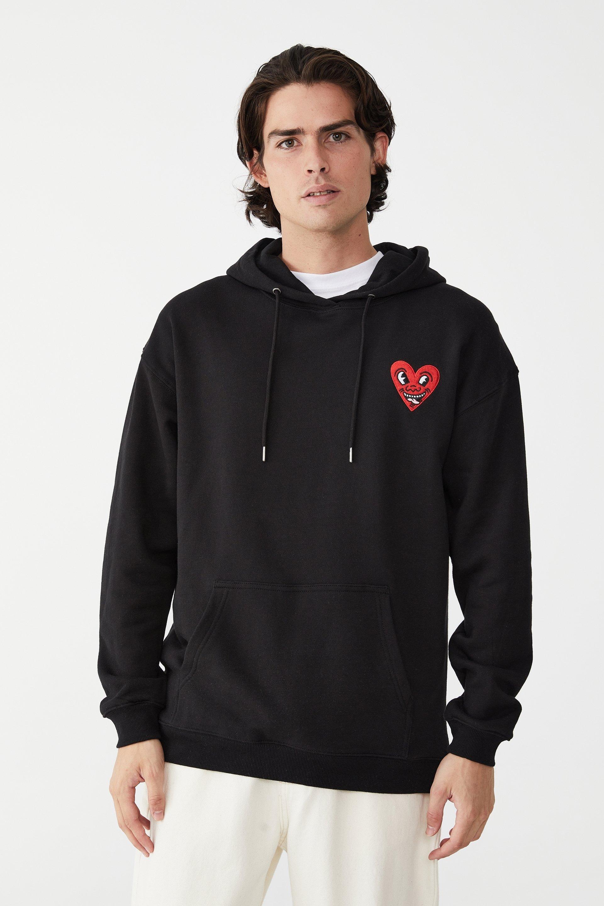 Keith haring fleece pullover - lcn kei black/heart Cotton On Hoodies ...