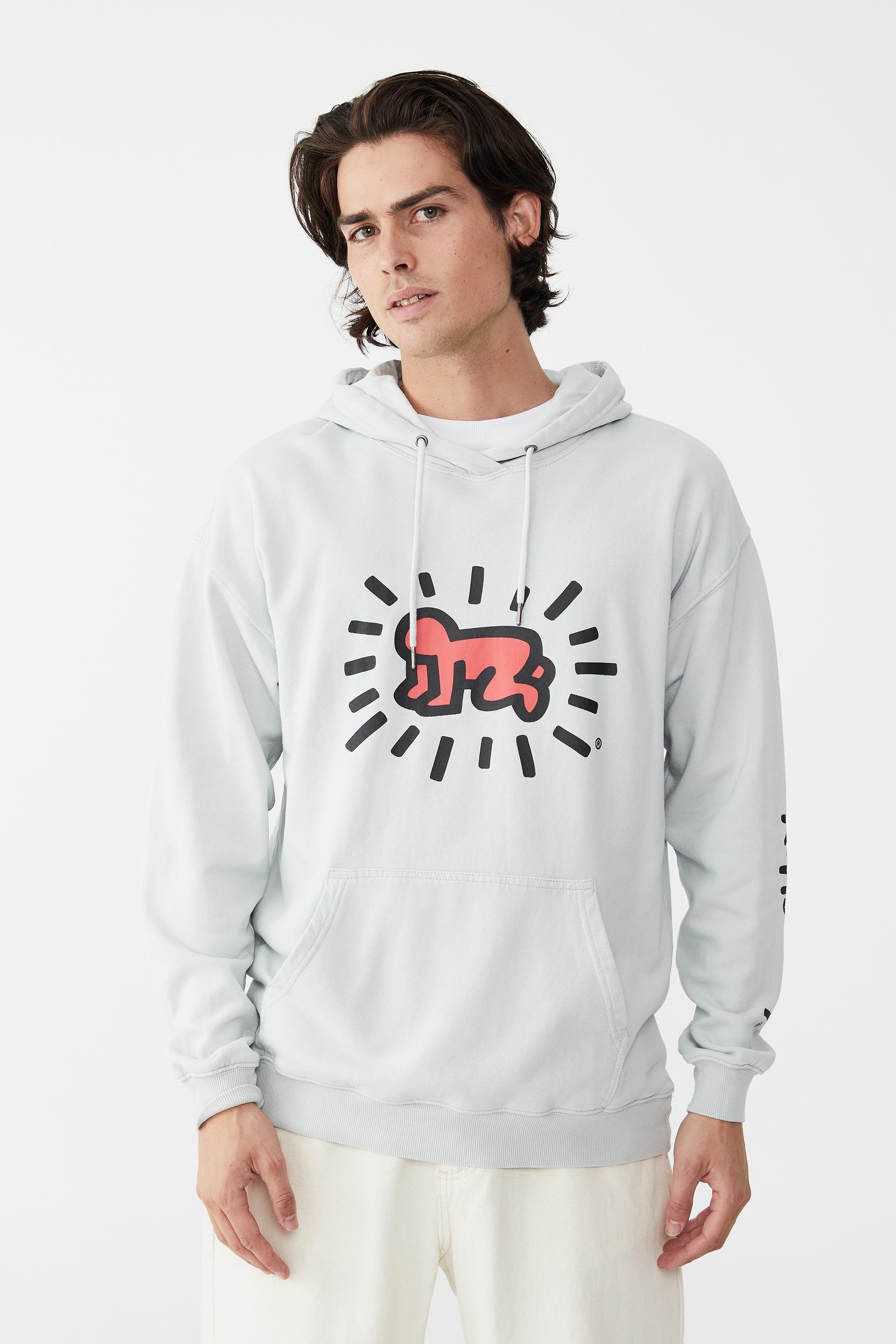 Keith haring fleece pullover - lcn kei light sky/crawling person Cotton ...