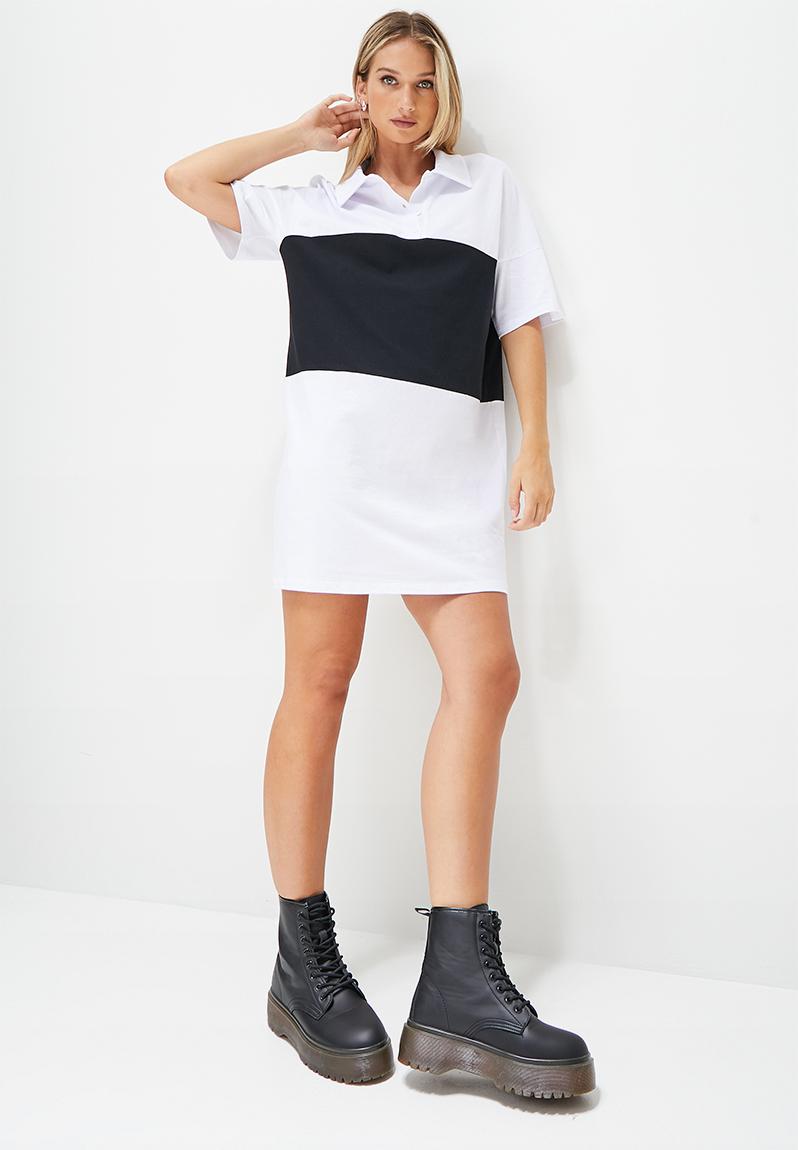 Colourblock Short Sleeve Golfer Black And Pink