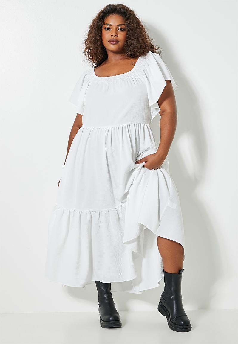 Square neck tiered maxi - white Superbalist Dresses | Superbalist.com