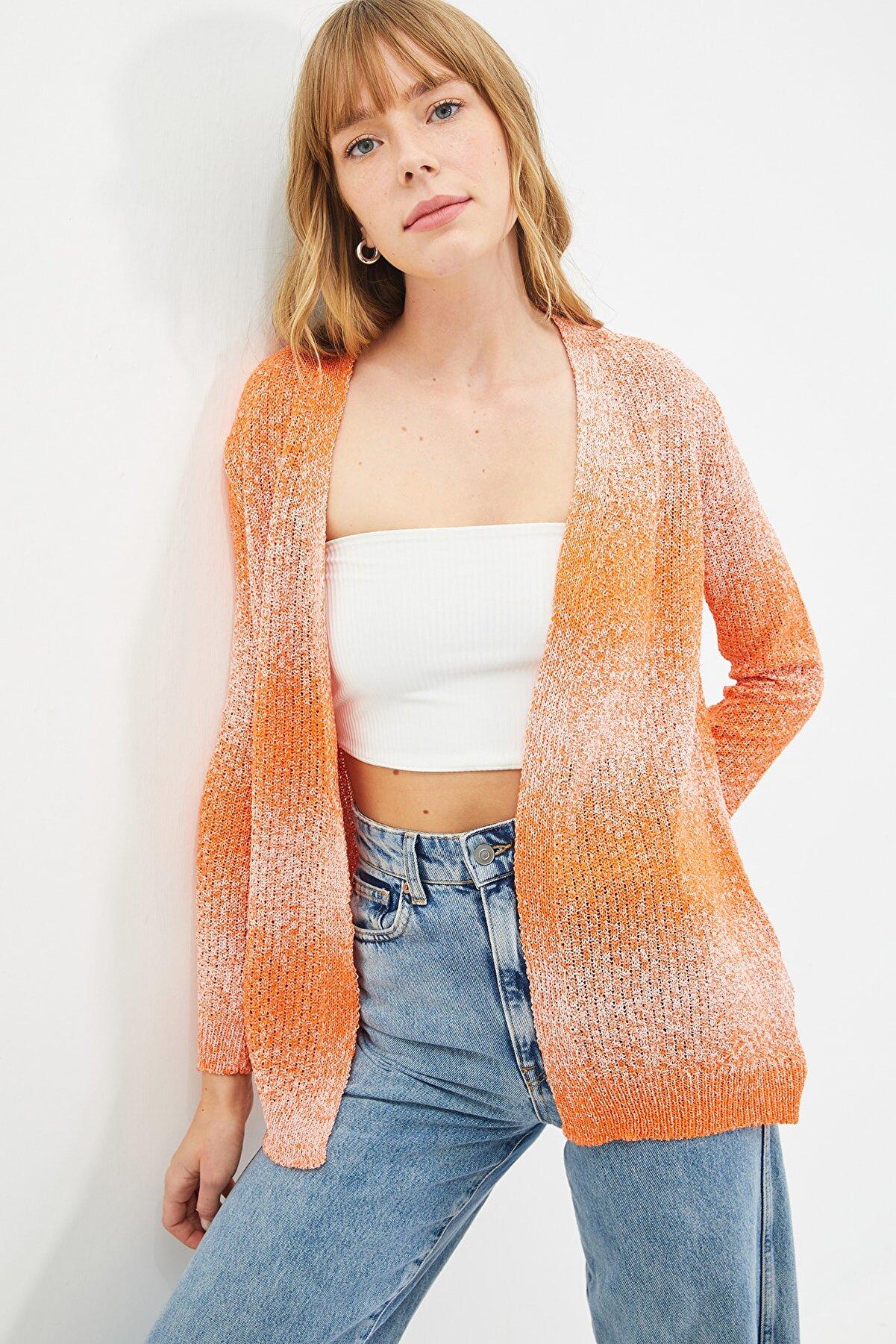 Color Block Oversize Knitwear Cardigan - Salmon Trendyol Knitwear ...