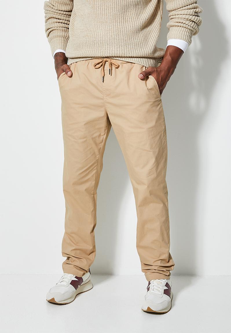 Cracker poplin elastic waistband pant - stone Superbalist Pants ...