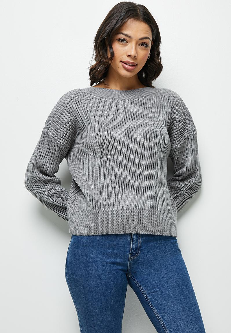 Loft ribbed yan vback jumper - grey melange edit Knitwear | Superbalist.com