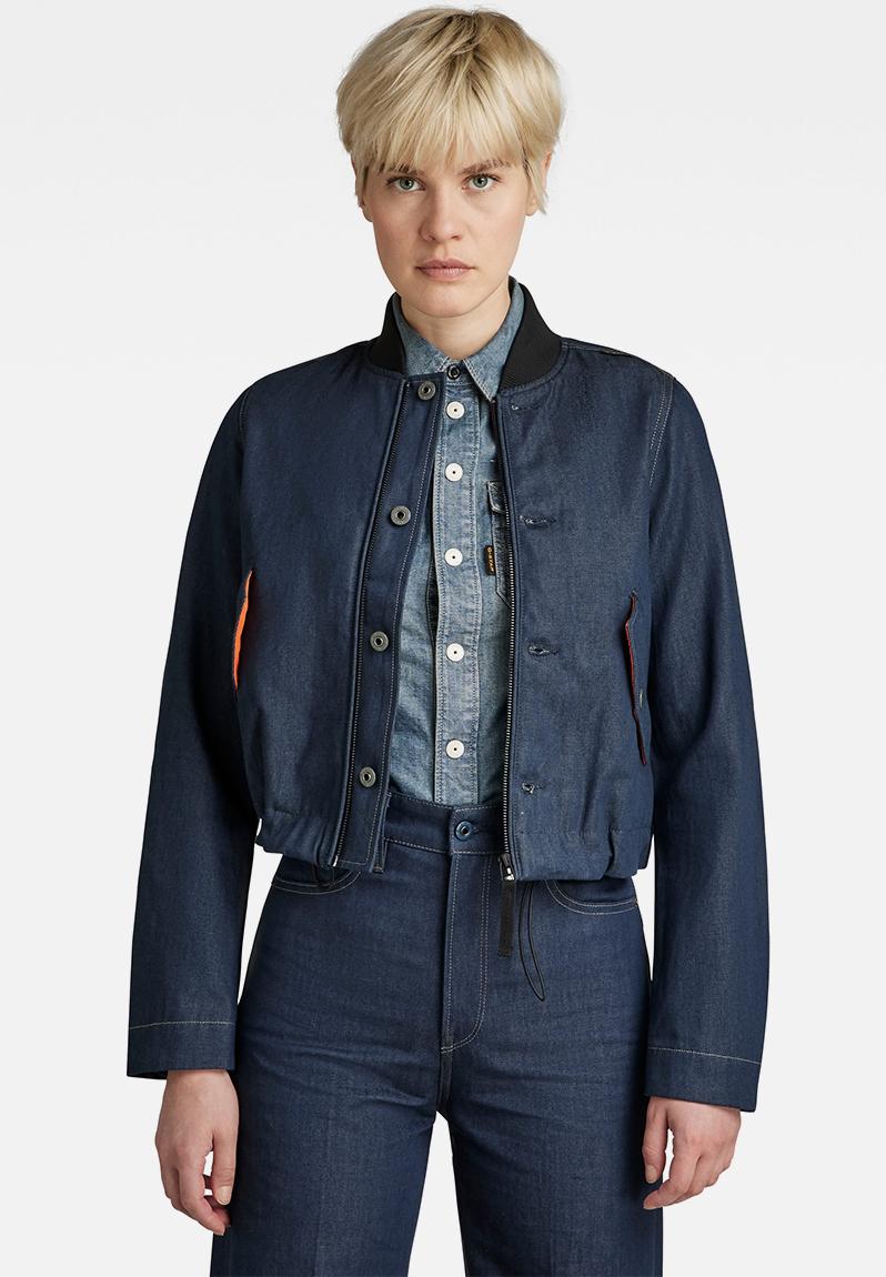 Drawstring bomber jacket - raw denim 1 