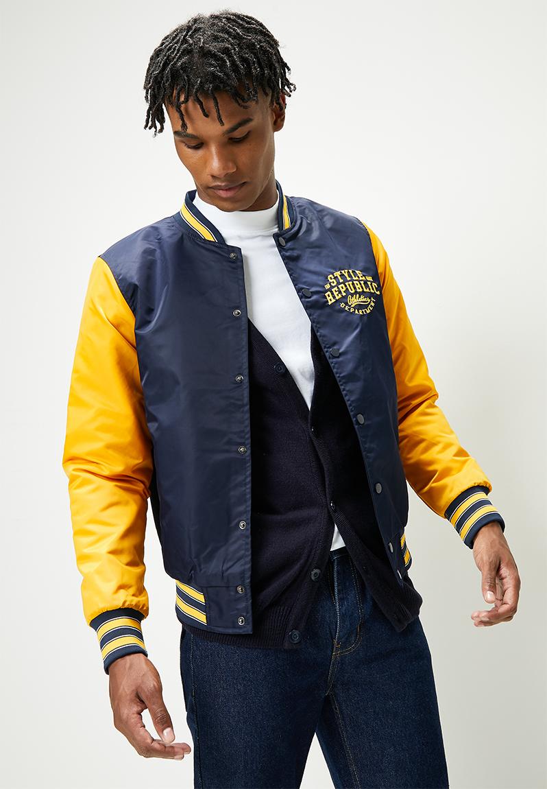 Padded varsity bomber jacket - navy/mustard STYLE REPUBLIC Jackets ...