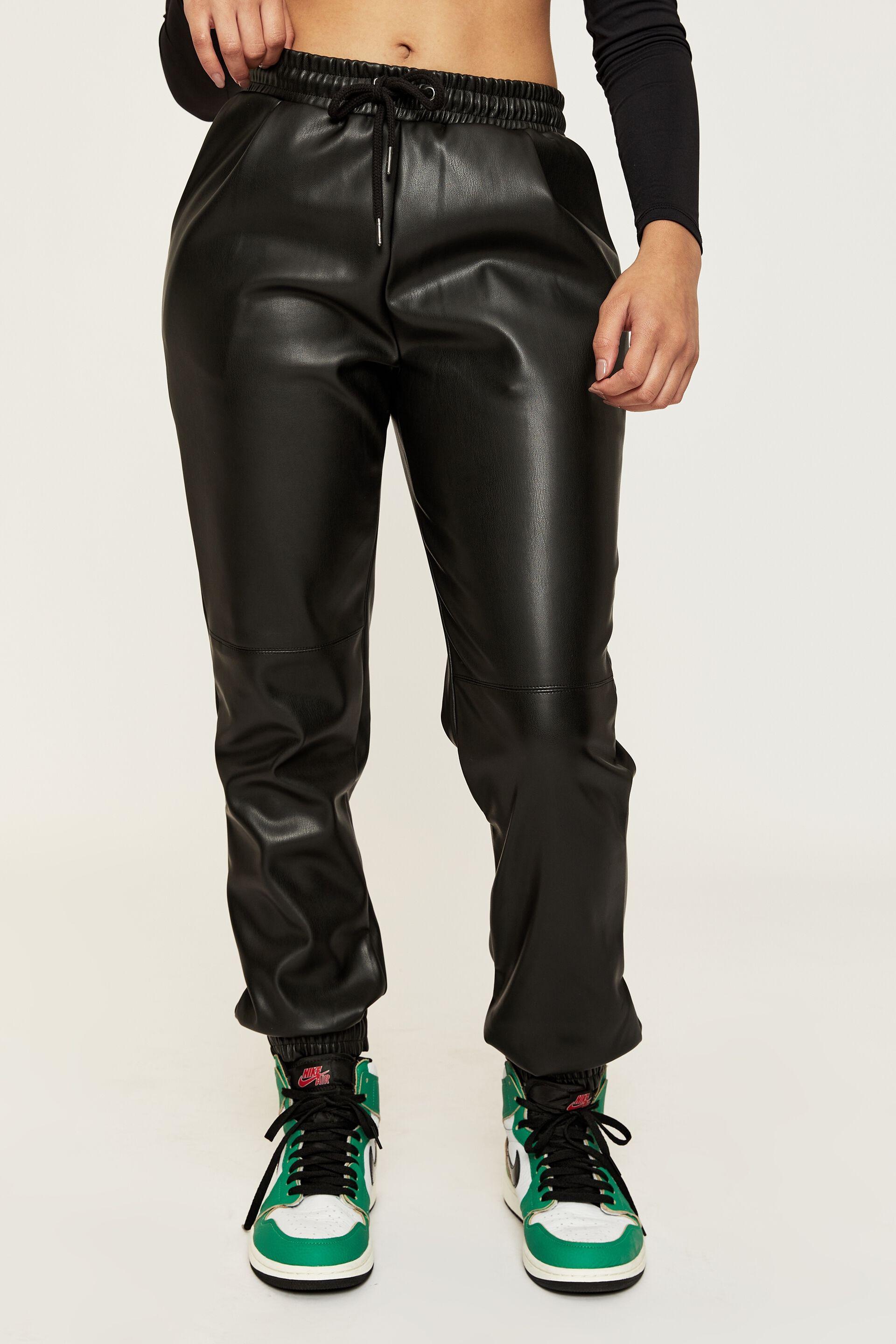 Vegan leather jogger pant - black Supré Trousers | Superbalist.com