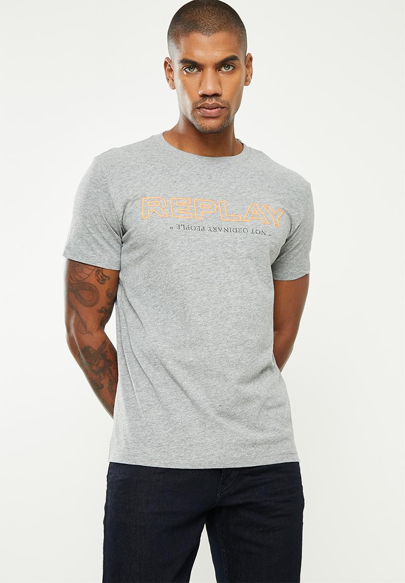 Replay logo tee - grey melange Replay T 