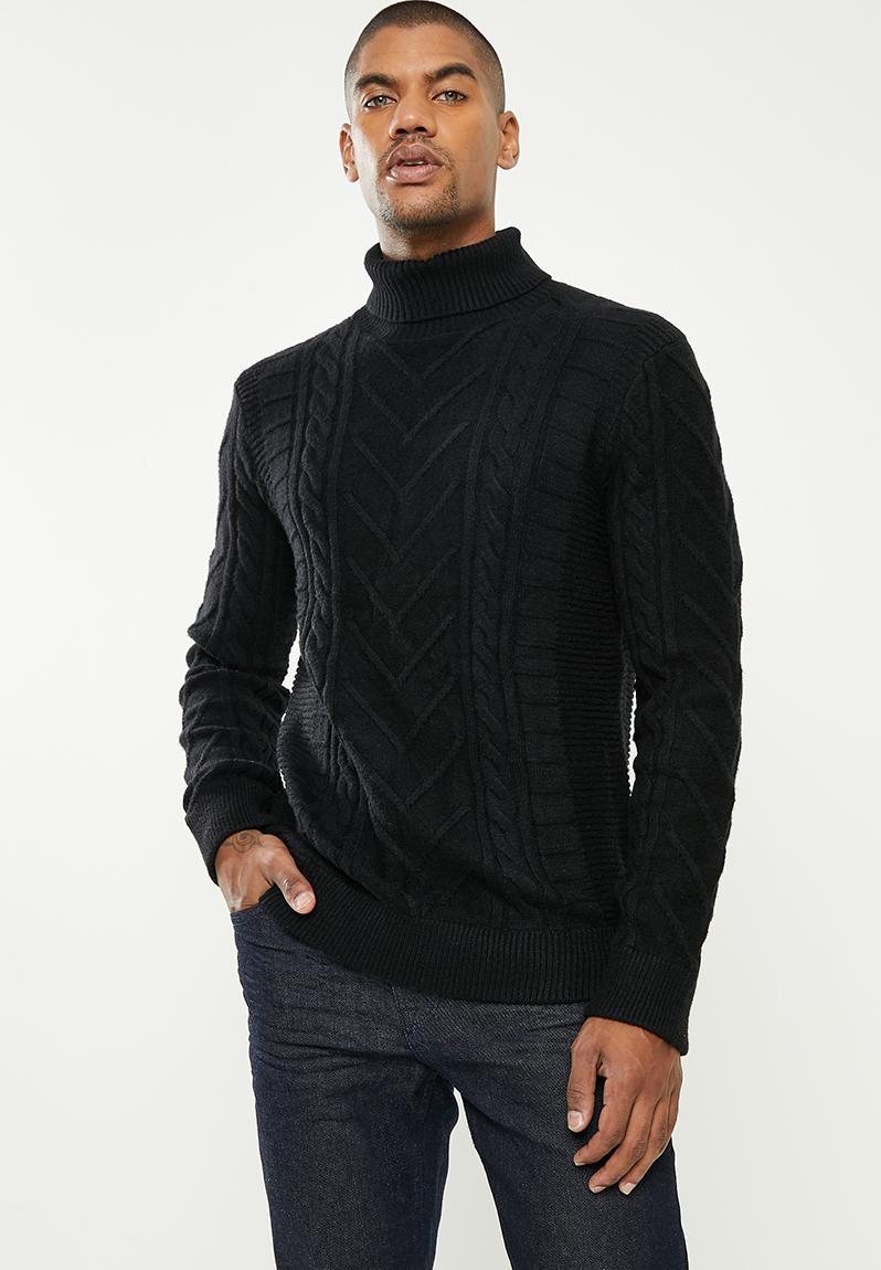 Roll kneck knit - jet black GUESS Knitwear | Superbalist.com