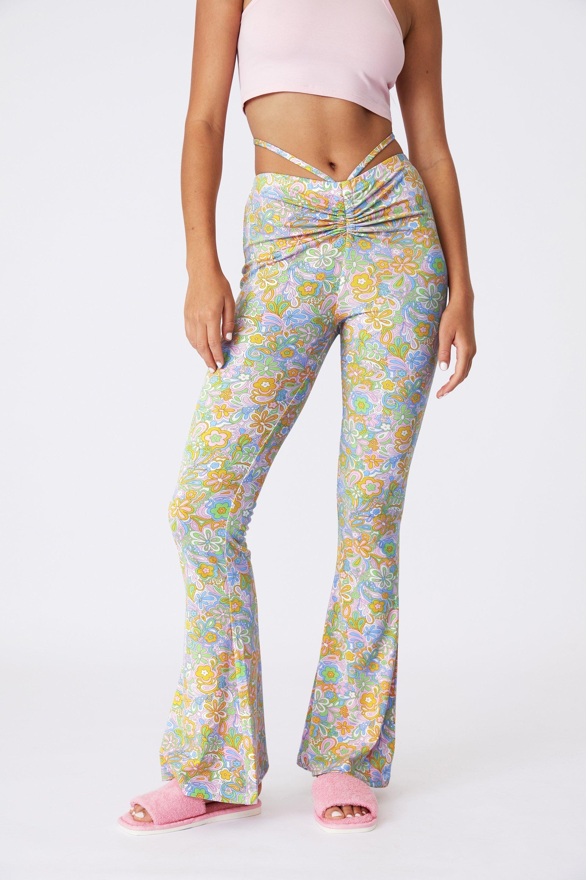 Y2k flare bed pant - layered psychedelic floral Cotton On Sleepwear ...