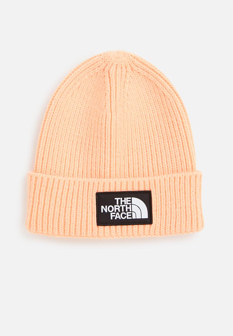 Tnf logo box cuffed beanie - apricot ice The North Face Headwear ...