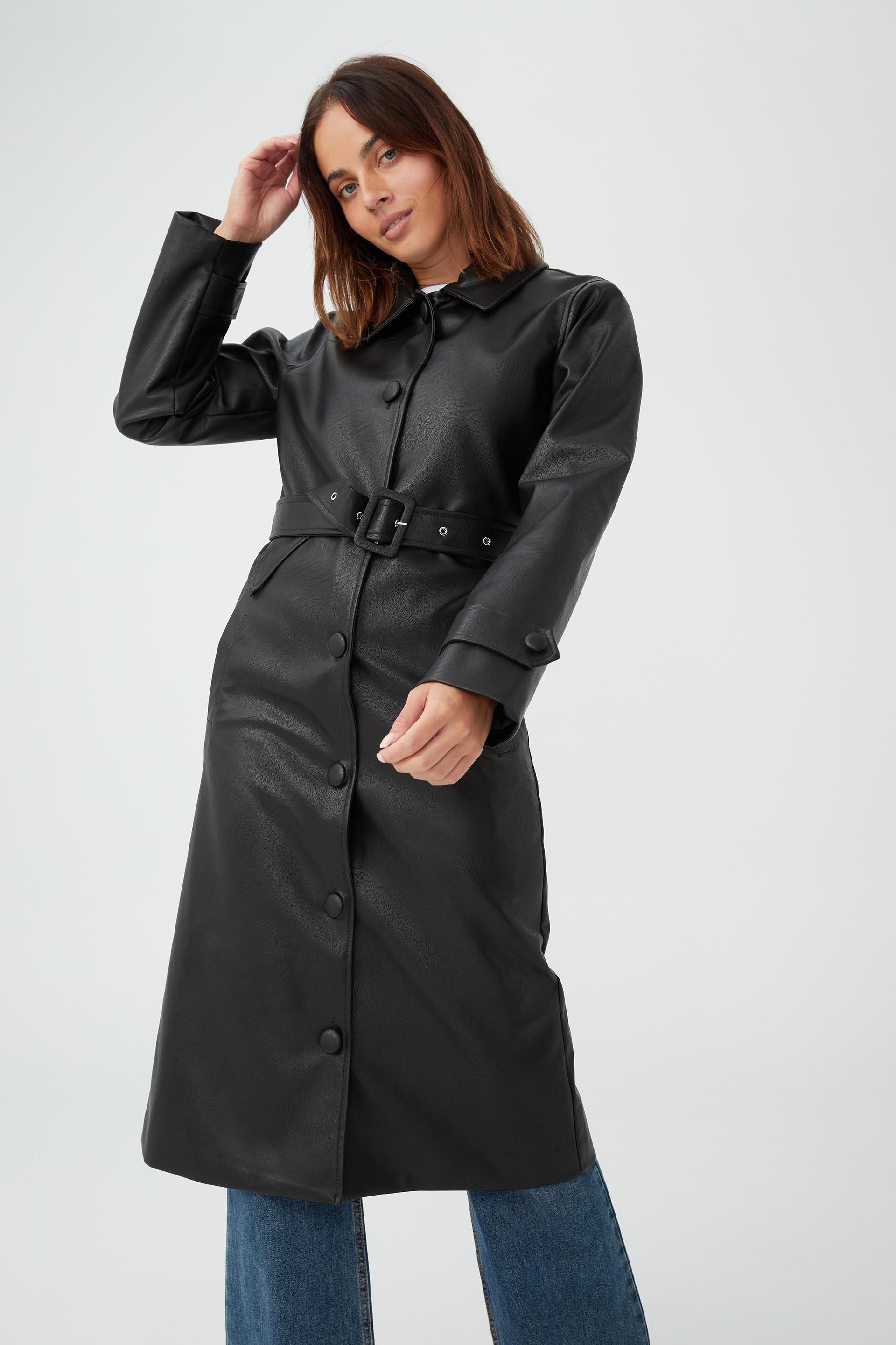 Vegan leather mac collar trench - black Cotton On Coats | Superbalist.com