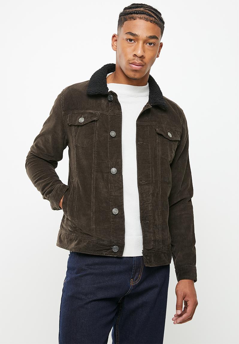 Prestwich borg collar cord jacket - brown Brave Soul Jackets ...