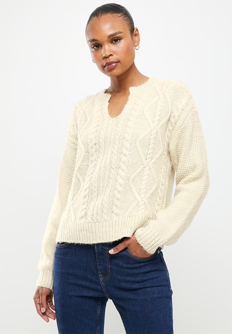 Gudrun long sleeve v-neck blouse - birch Vero Moda Knitwear ...